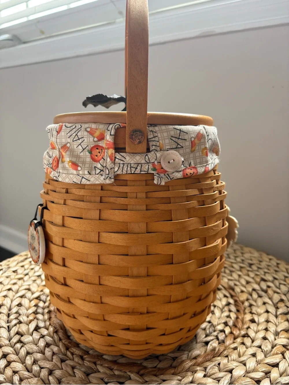 Vintage 2000 Longaberger October Fields Pumpkin Basket w/ Liner and Lid